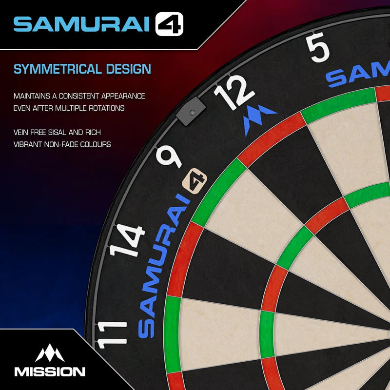MISSION SAMURAI 4 DARTBOARD
PROFESSIONAL - KNIFE WIRE - WHITE SPIDER