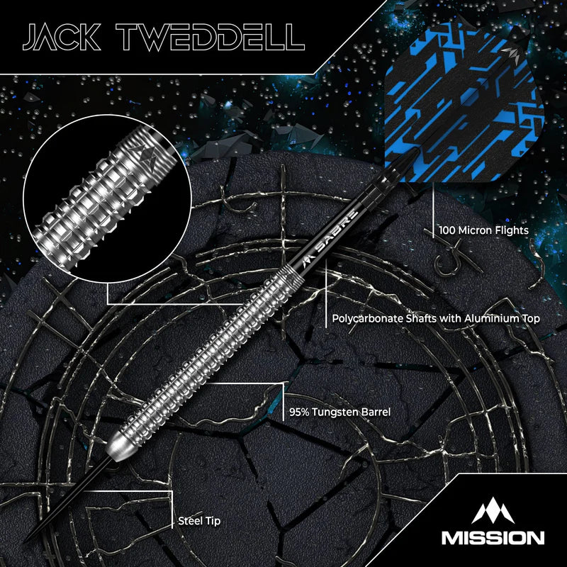 MISSION JACK TWEDDELL DARTS
STEEL TIP - 95% TUNGSTEN - SILVER