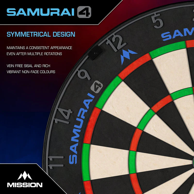 MISSION SAMURAI 4 DARTBOARD
PROFESSIONAL - KNIFE WIRE - GRAPHITE GREY