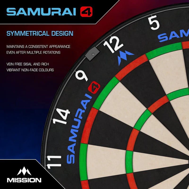 MISSION SAMURAI 4 DARTBOARD
PROFESSIONAL - KNIFE WIRE - BLACK SPIDER