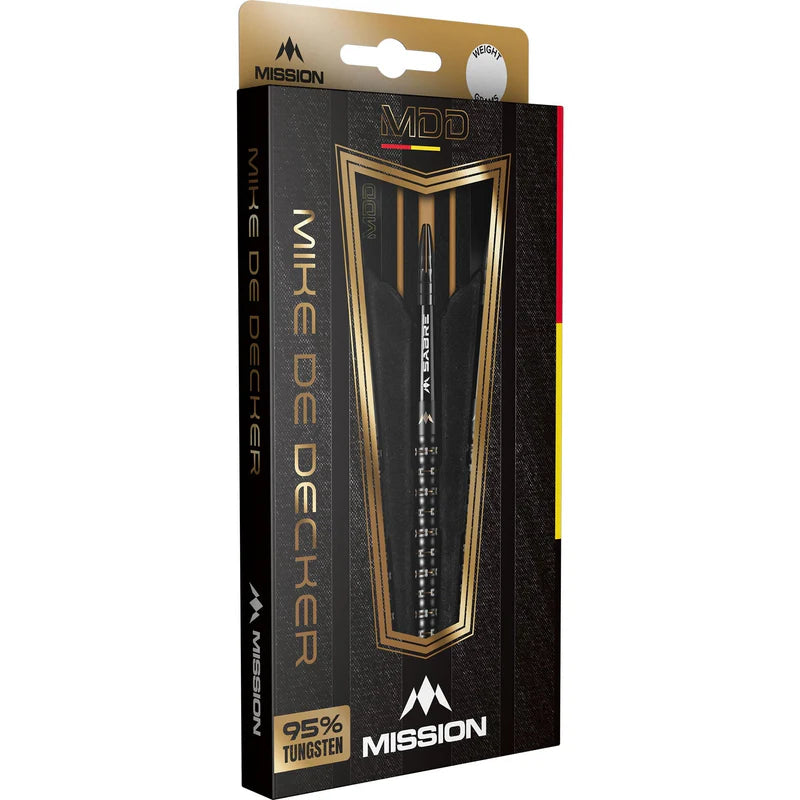 MISSION MIKE DE DECKER DARTS
STEEL TIP - 95% TUNGSTEN - BLACK & GOLD PVD