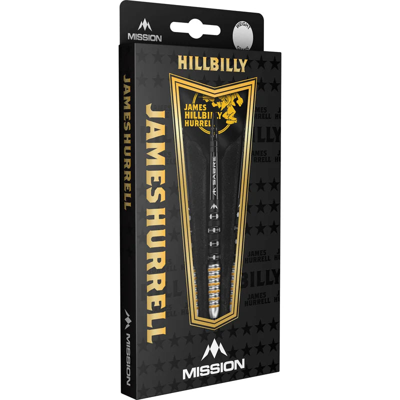 MISSION JAMES HURRELL DARTS
STEEL TIP - 95% TUNGSTEN - V2 - BLACK PVD & YELLOW