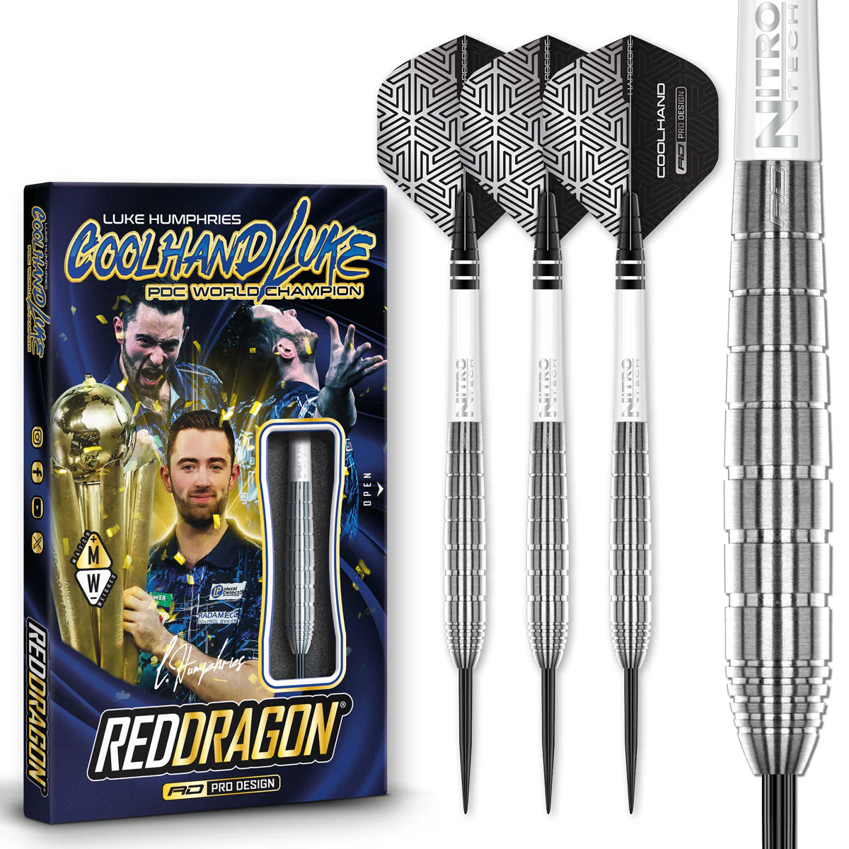 LUKE HUMPHRIES TX1 90% TUNGSTEN STEEL TIP DARTS BY RED DRAGON