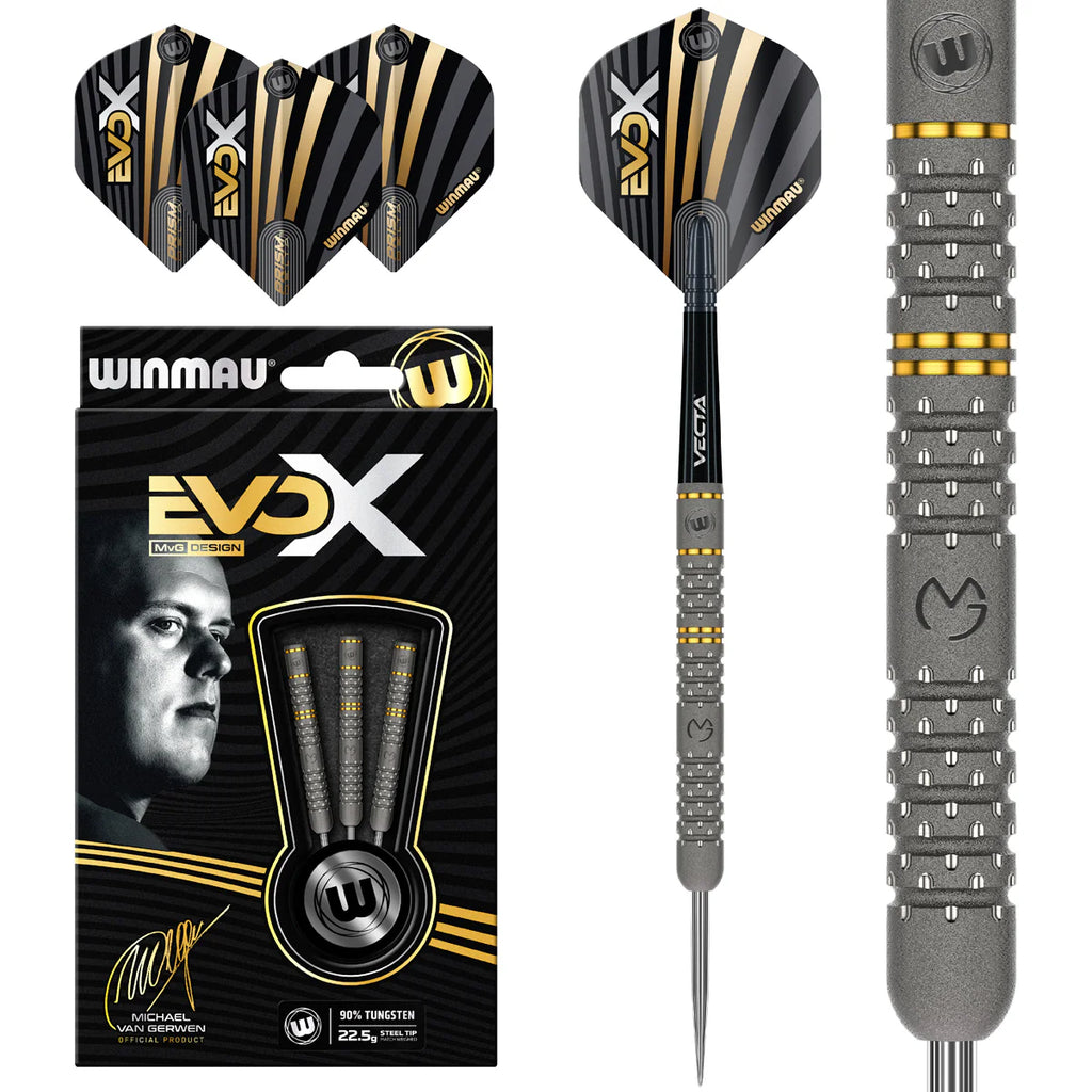 MICHAEL VAN GERWEN MVG EVO X 90% TUNGSTEN STEEL TIP DARTS BY WINMAU