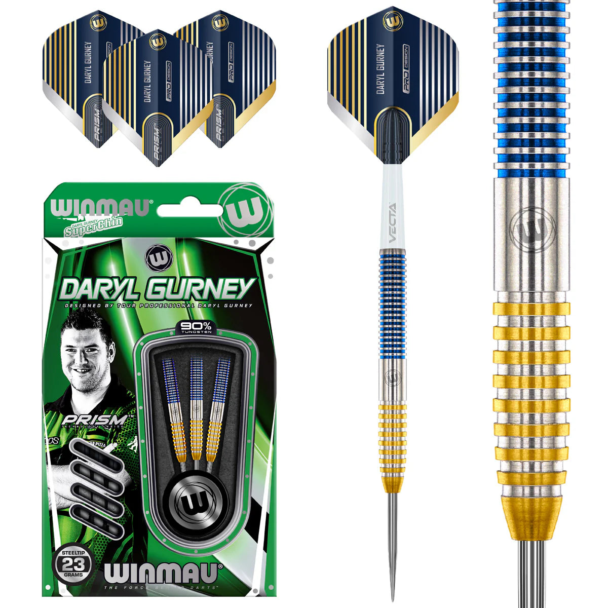DARYL GURNEY SC 1.0 SERIES 90% TUNGSTEN STEEL TIP DARTS BY WINMAU