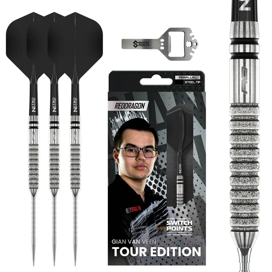 Red Dragon Gian van Veen Tour Edition Switch Point 90% Tungsten Steel Tip Darts