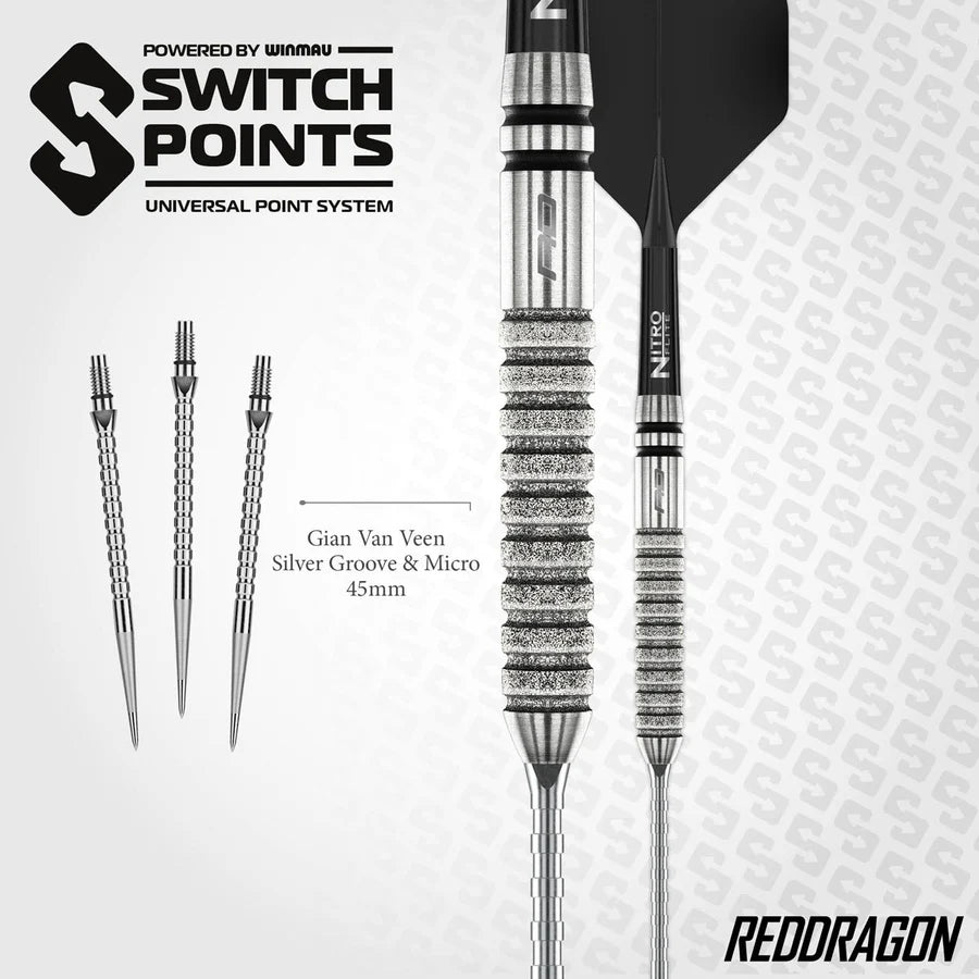 Red Dragon Gian van Veen Tour Edition Switch Point 90% Tungsten Steel Tip Darts