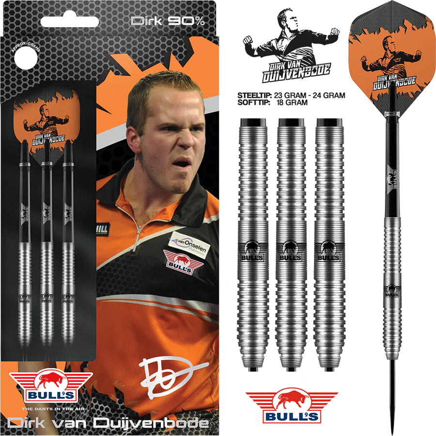 Dirk van Duijvenbode 90% Tungsten Steel Tip Darts by Bulls