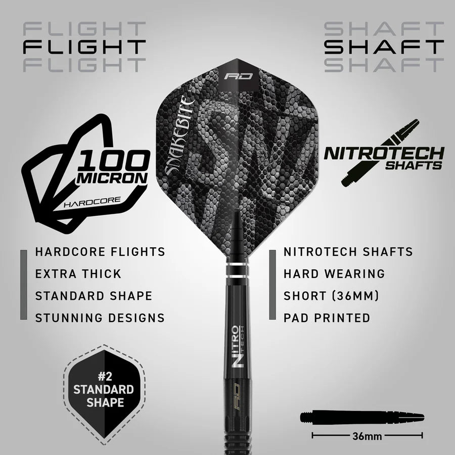 Red Dragon Peter Wright Black Mamba 90% Tungsten Steel Tip Darts
