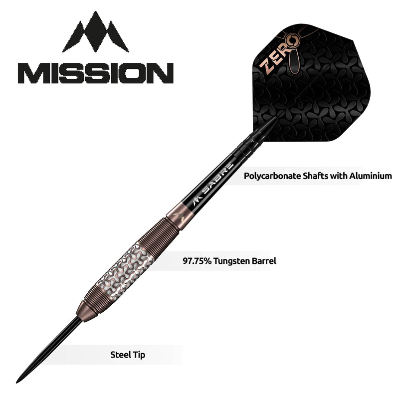 Mission Zero Darts
Steel Tip - 97.5% Tungsten - Bronze PVD